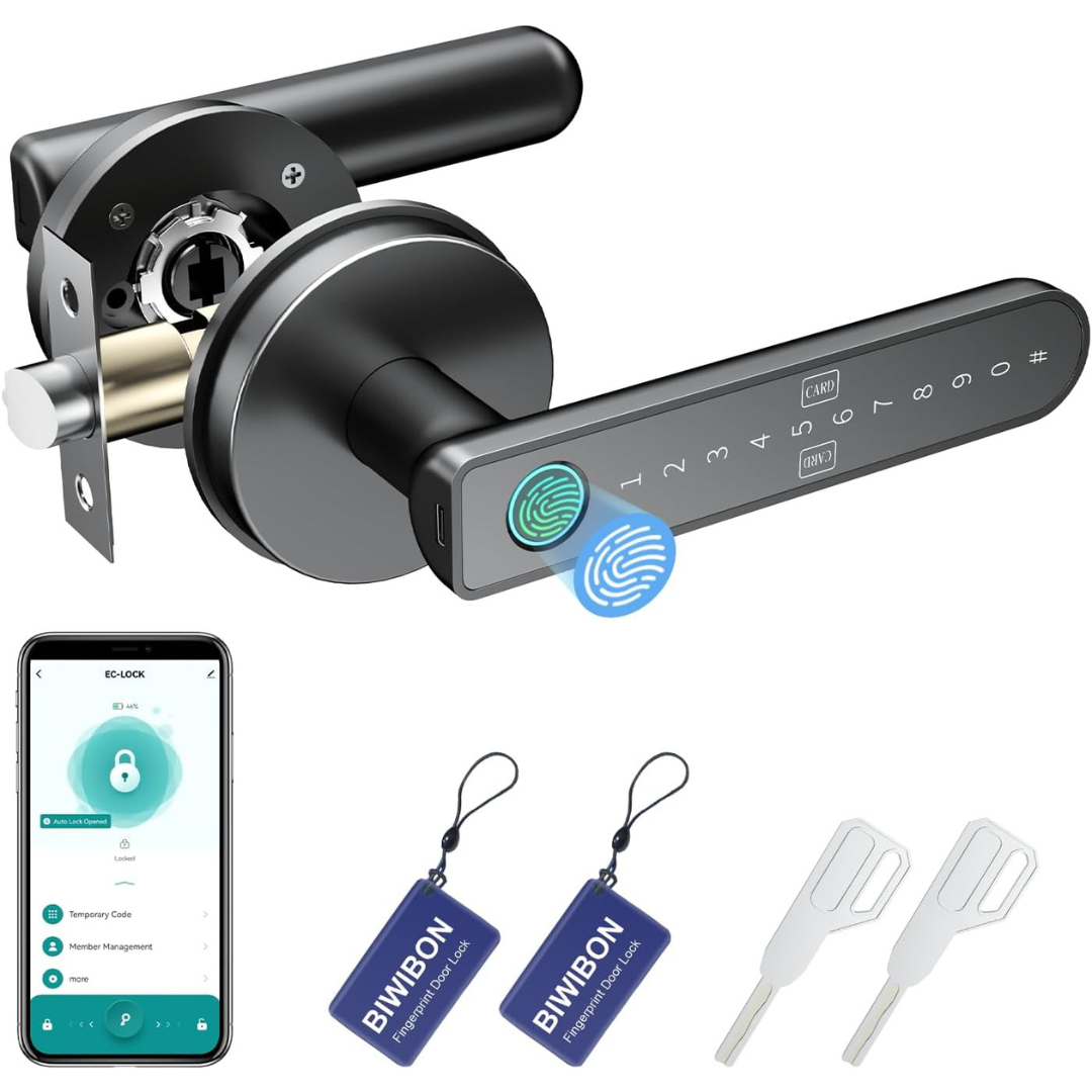 BIWIBON Fingerprint Door Lock With 5 Unlock Options