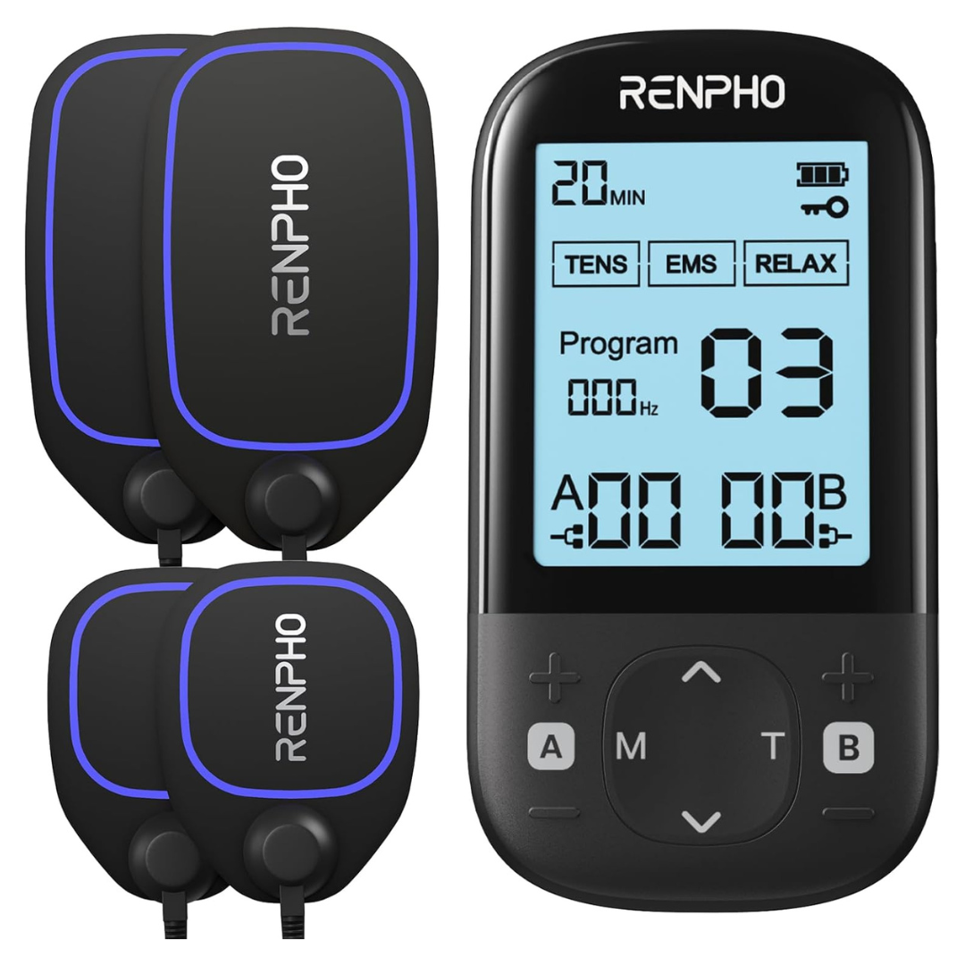 RENPHO 3-in-1 TENS EMS Muscle Stimulator W/ 60 Programs
