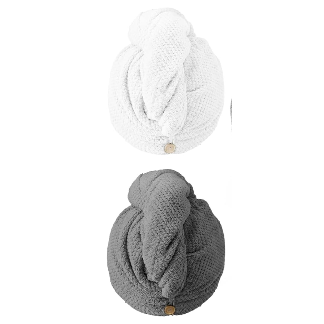 2-Pack Women's Super Absorbent Microfiber Hair Towel