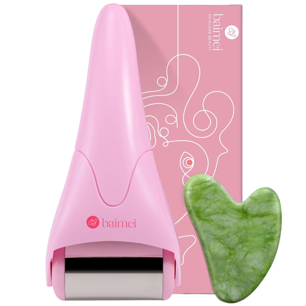 2-Piece BAIMEI IcyMe Stainless Steel Face Ice Roller & Gua Sha Facial Tool