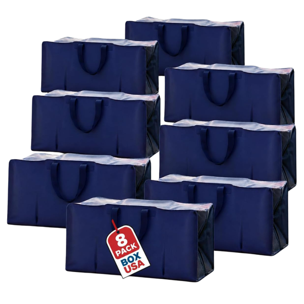 8-Pack BOX USA 24-Gallon Moving Bags W/ Strong Handles & Zippers