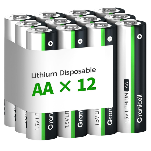 12-Pack Granicell 1.5V Non-Rechargeable Leak-Proof Lithium AA Batteries
