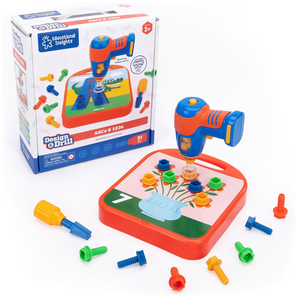 Educational Insights Design & Drill ABCs & 123s Construction Toy Set