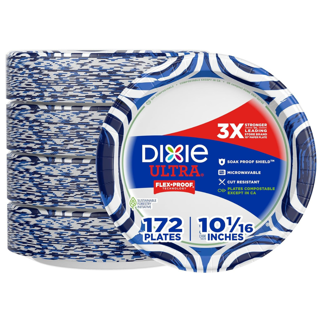 516-Count 10 1/16" Dixie 3X Stronger Disposable Paper Plates