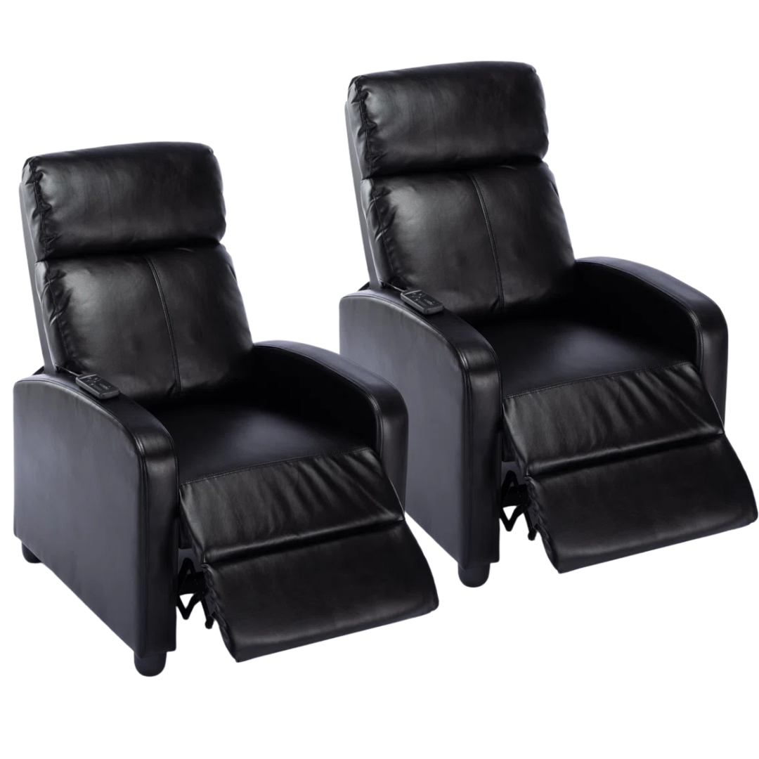 Set Of 2 Latitude Run 25.6" Manual Pushback Recliner With Massage