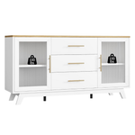 Slekversa 56" Modern Buffet Cabinet W/ Fluted Glass Doors & Gold Handles