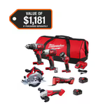 6-Tool Milwaukee M18 18V Cordless Combo Kit With 2x 4.0Ah Batteries & Charger