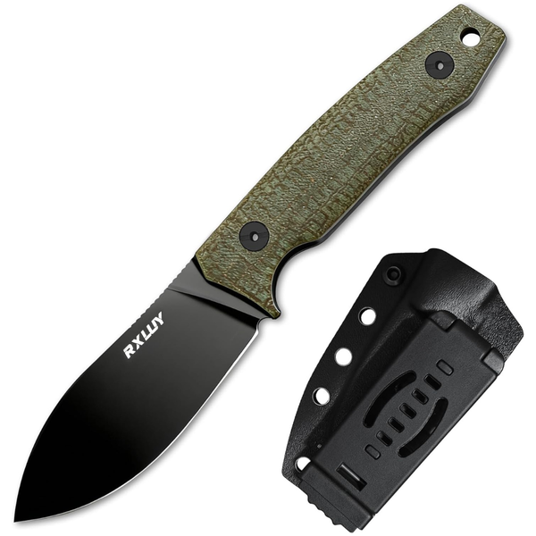 RXLUY 2.95'' Fixed Blade Knife W/ Kydex Sheath (Green Or Brown)