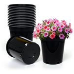 15-Pack 1.5-Gallon 7.5'' Round Plastic Nursery Plant Pots W/ Drainage Holes