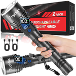 2-Pack Tughlax 5-Mode Rechargeable LED Flashlight W/ LCD Display