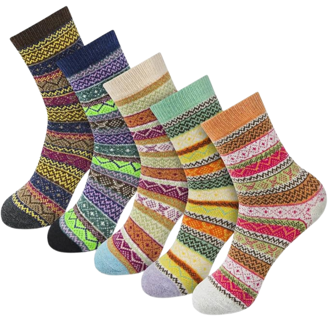 5-Pair Women's Thick Wool Warm & Cozy Crew Socks