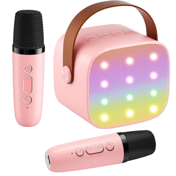 Mini Karaoke Machine With 2 Wireless Microphones