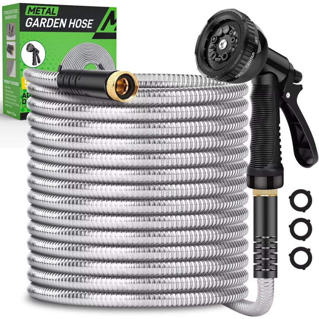 50ft Heavy Duty Garden Hose With 10 Functional Nozzles