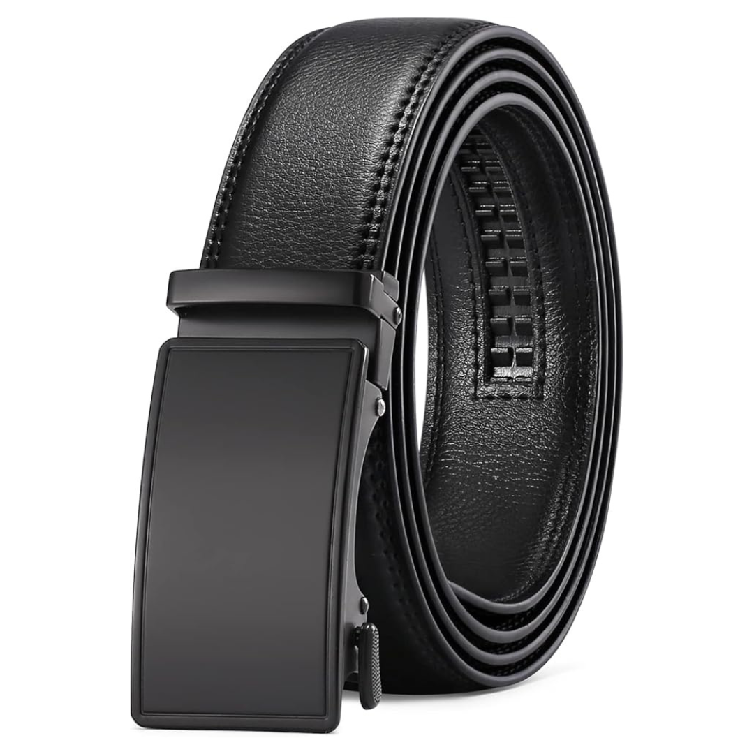 Men's Automatic Ratchet Buckle Slide Leather Belt (32" To 46")