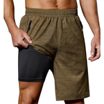 SILKWORLD Men's 9" Quick DryAthletic Shorts With Compression Liner & Zipper Pockets