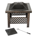Alcott Hill 26'' Outdoor Fire Pit Table With Screen, Cover & Poker