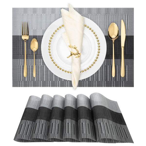 Set Of 6 Non-Slip Vinyl Woven Place Mats (2 Colors)