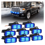 8-Piece Blue 20 LED Surface Flush Mount Grille Strobe Lights Kit