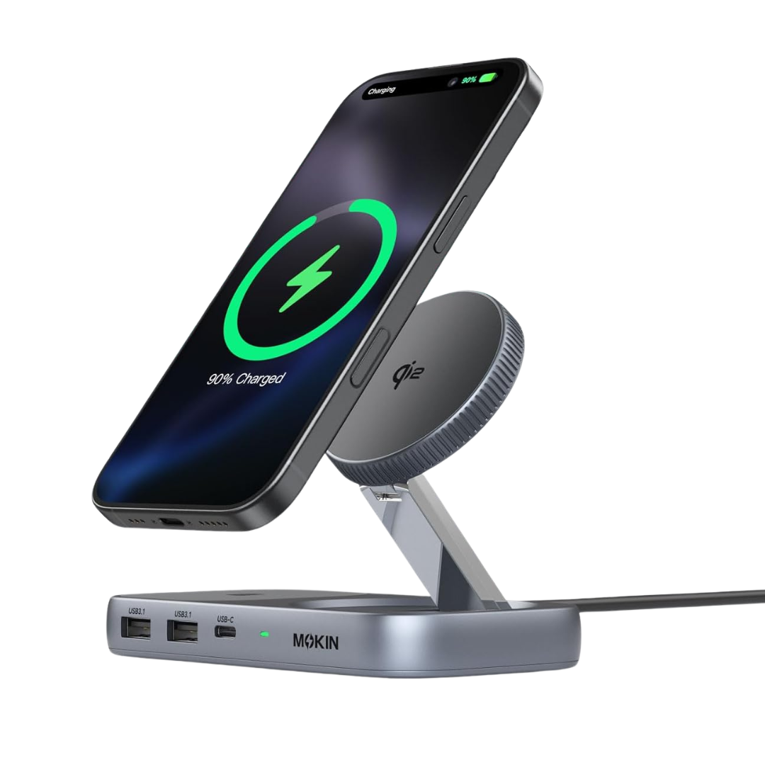 MOKiN USB C Hub With 15W Qi2 Wireless Charger