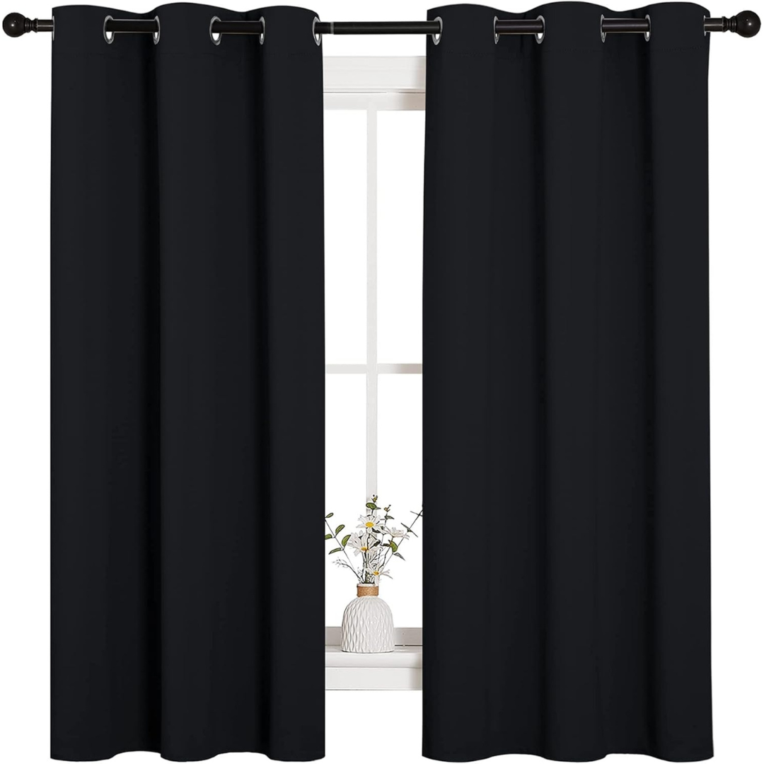 2-Pack Nicetown 42'' X 63'' Solid Thermal Insulated Grommet Blackout Curtains