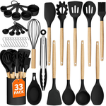 33-Piece Silicone Cooking Kitchen Utensils Set W/ Wooden Handle