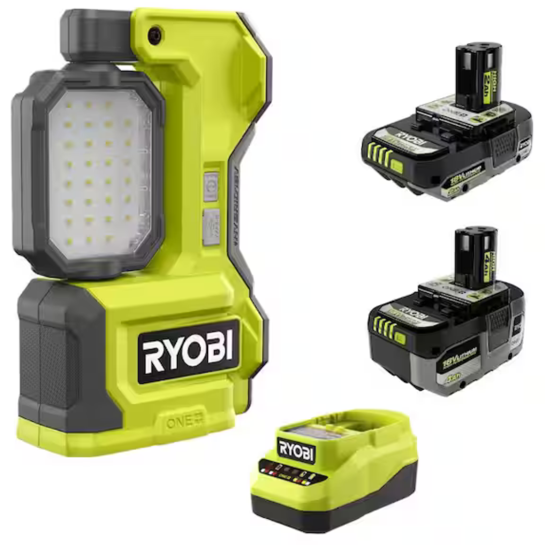 Ryobi One+ 18V Hybrid LED Magnetic Task Light W/ 2.0/4.0 Ah Batteries/Charger