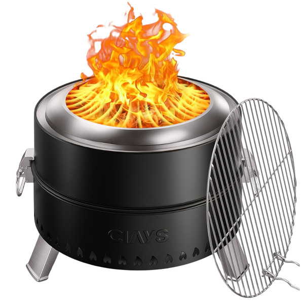 19" Portable Wood Burning Firepit With Steel Grill Rack