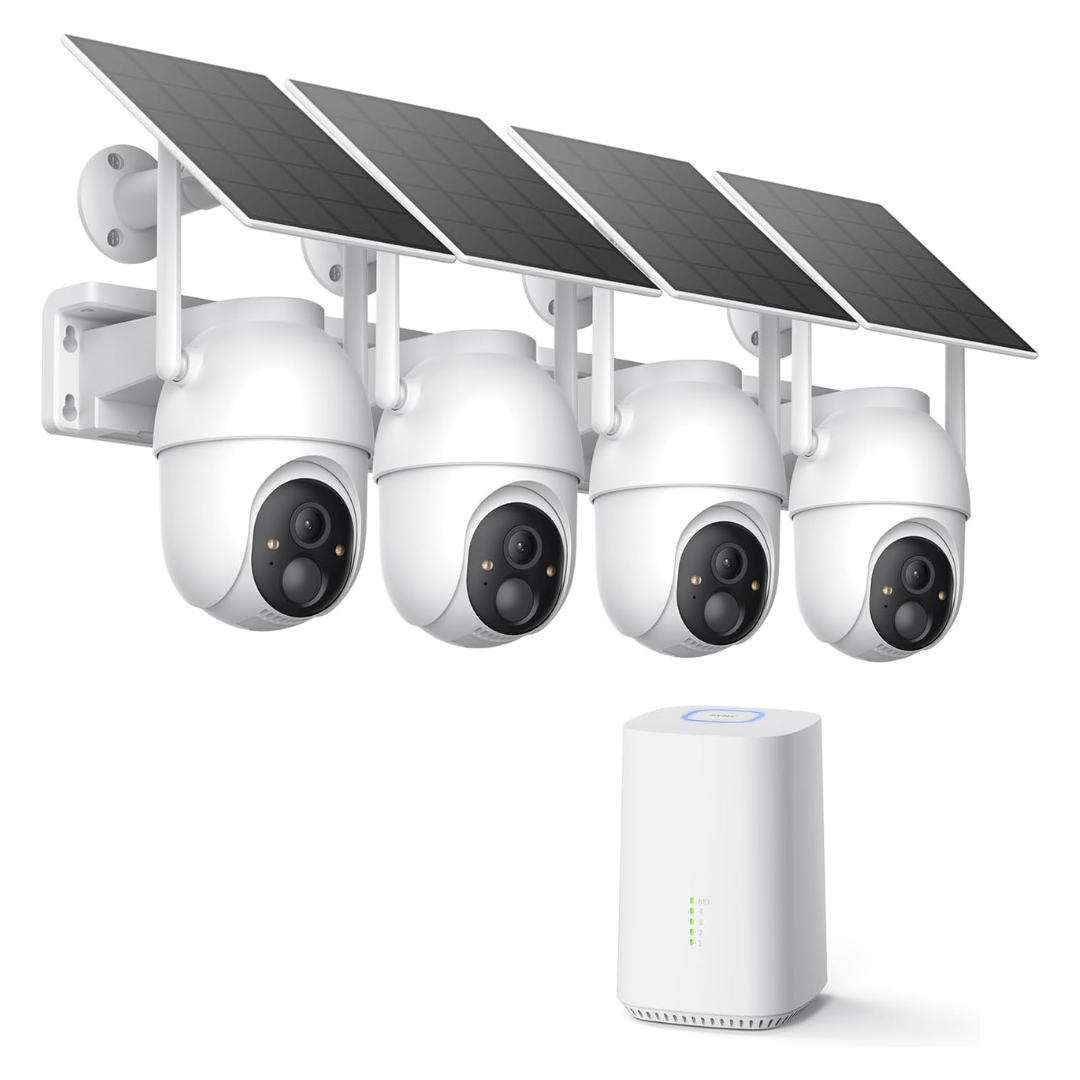 4-Pack ELYSOO Wireless Outdoor Solar Security Cameras With ElysooBase