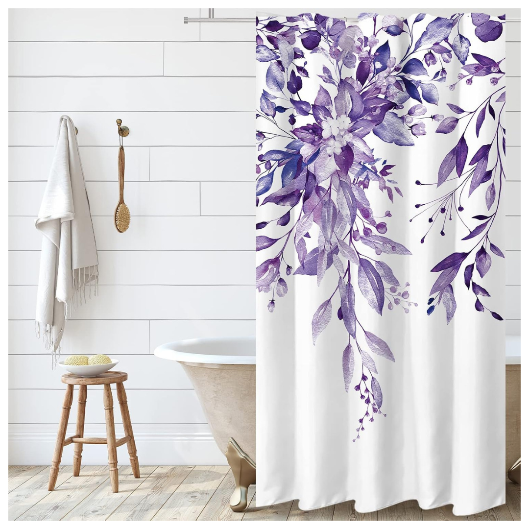 36" X 72" Purple Eucalyptus Shower Curtain Sets