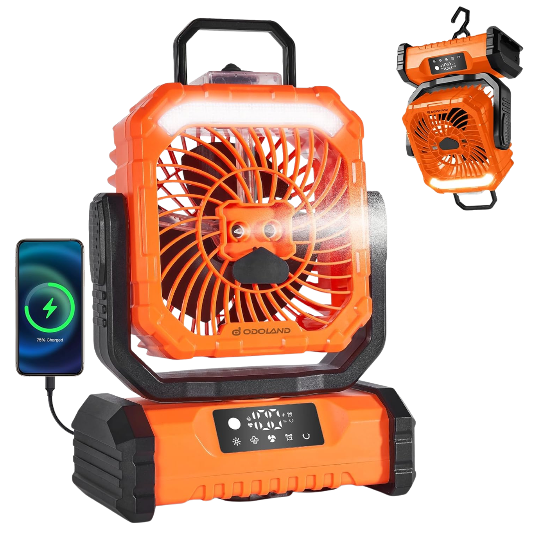 Odoland 30000mAh Rechargeable Battery Portable Misting Fan