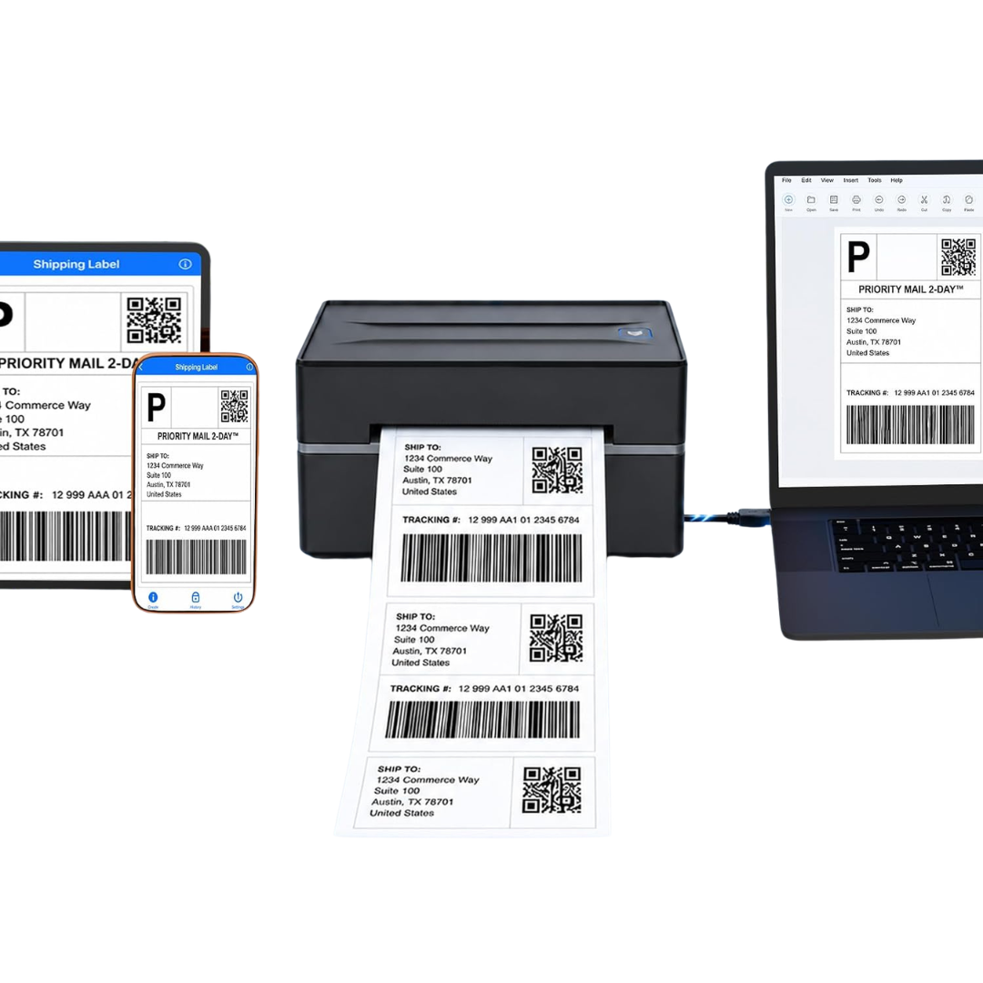NULLTONEX 4" X 6" Bluetooth Wireless Thermal Shipping Label Printer (Black)