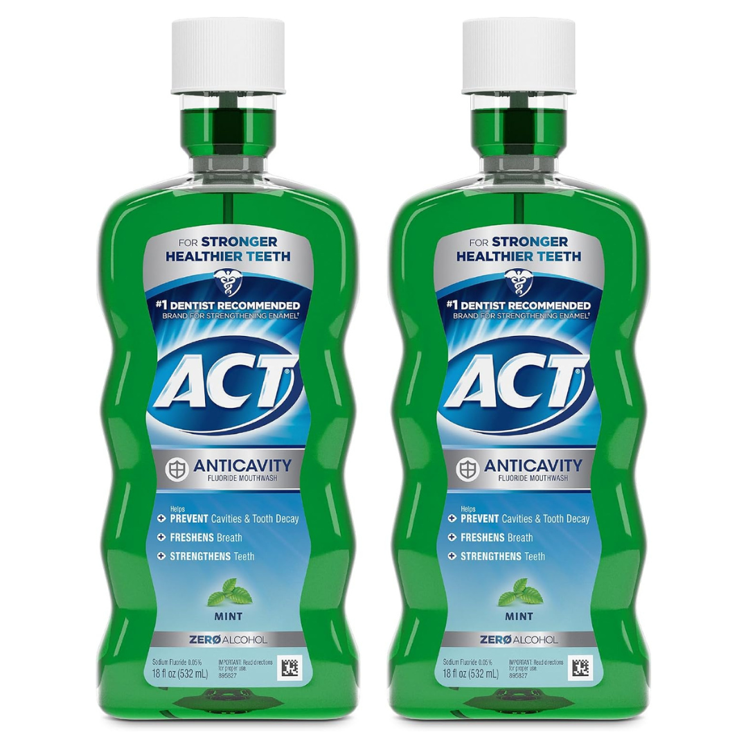 2-Pack18-Oz ACT Anticavity Fluoride Mouthwash With Zero Alcohol