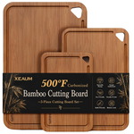 3-Piece Bamboo Cutting Kitchen Board Set W/ Juice Grooves