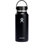 32oz Hydro Flask Insulated Stainless Steel Wide Mouth Water Bottle W/ Flex Lid (Black)