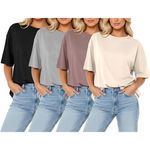 4-Count Letsee Women's Oversized Crew Neck T-Shirts (4 Colors)