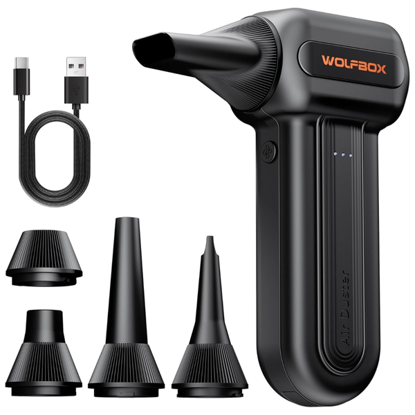 3-Speed Wolfbox MF60 Electric Compressed Air Duster W/ 5 Nozzles