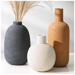 3-Piece Rustic Distressed Large Ceramic Vase Set