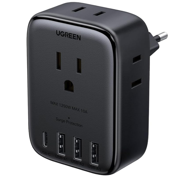 UGREEN 20W 8-Port European Travel Plug Adapter GaN