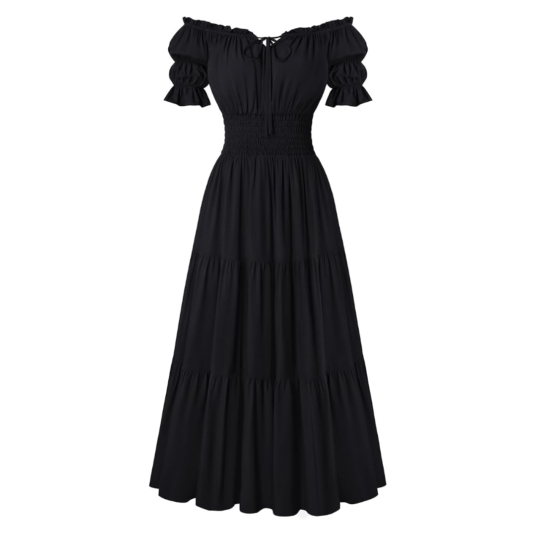 Off Shoulder Puff Sleeve Renaissance Cottage Pirate Dress (Various)