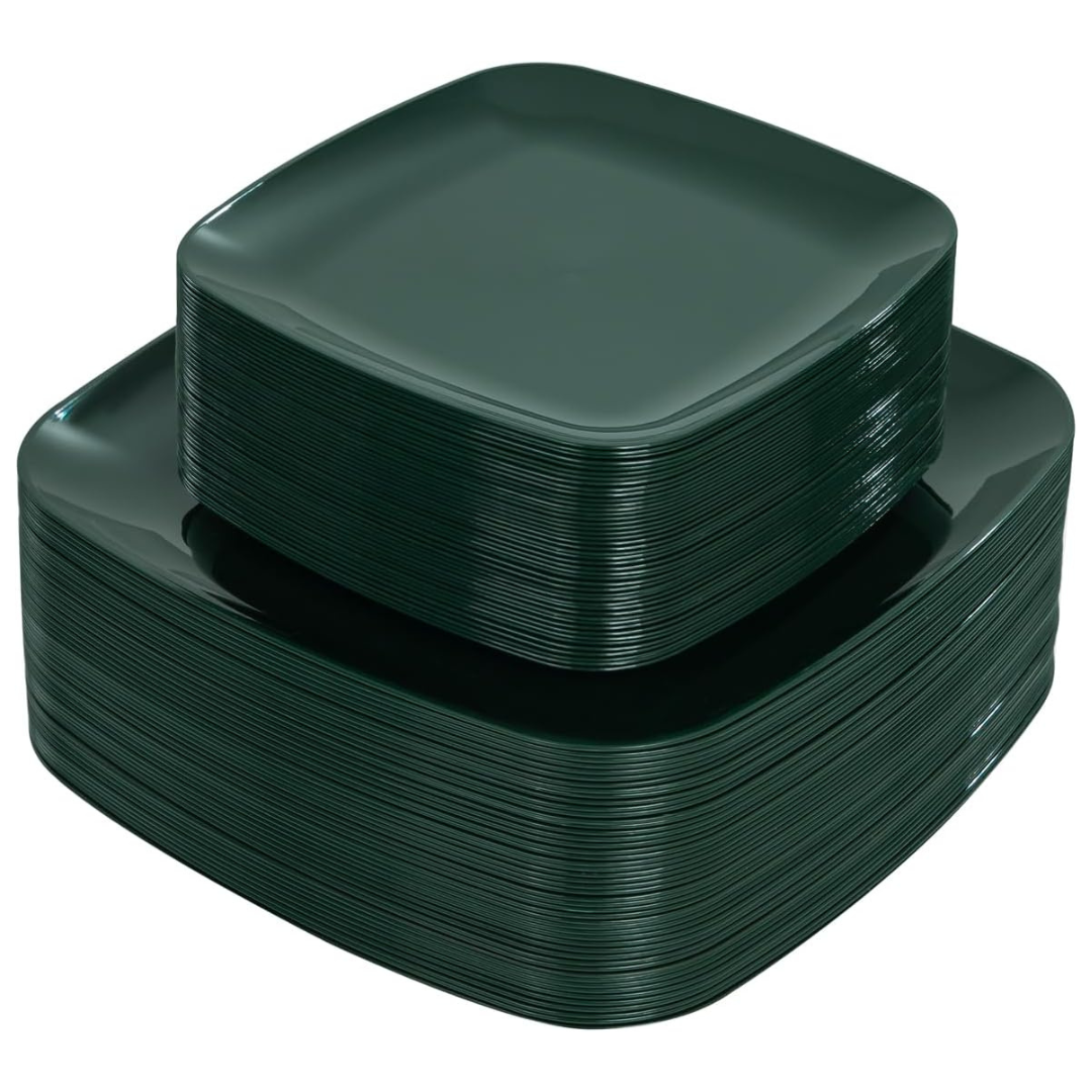 PULOTE 100PCS Green Plastic Plates