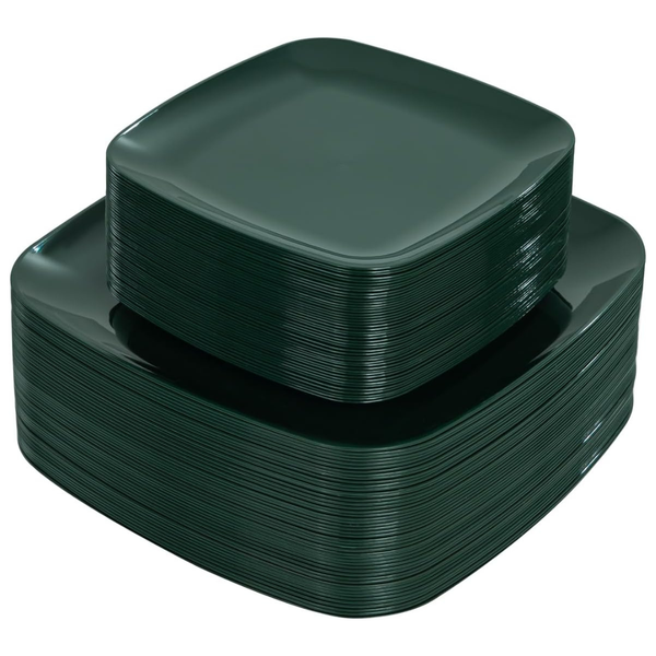 PULOTE 100PCS Green Plastic Plates