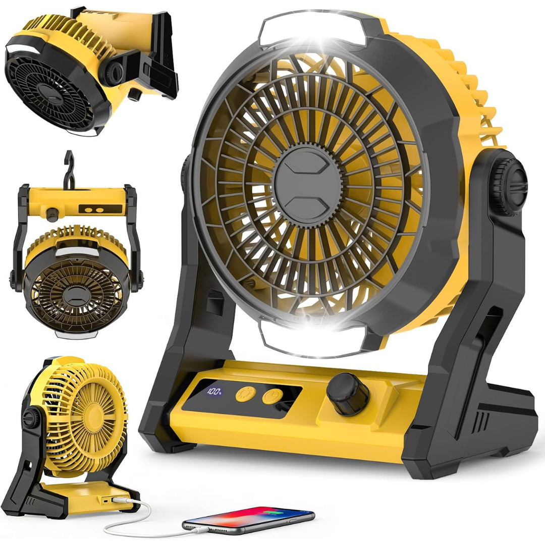 Electactic Rechargeable 3-in-1 Camping Fan W/ 10000mAh Battery