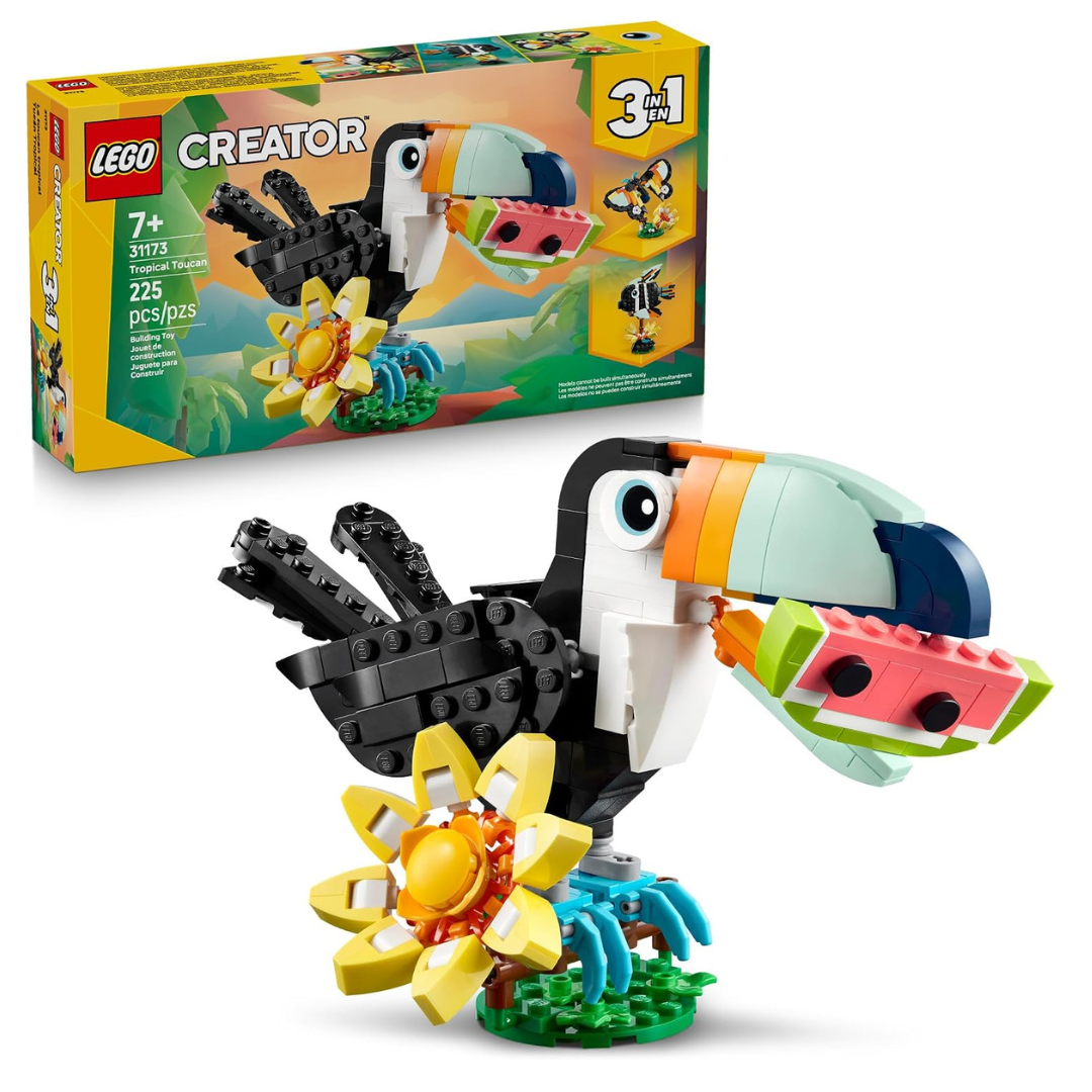 225-Piece LEGO Creator 3-In-1 Wild Animals Tropical Toucan Building Toy (31173)