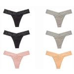 6-Pack Women's T Back Low Waist See Through Panties