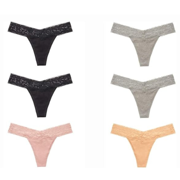 6-Pack Women's T Back Low Waist See Through Panties