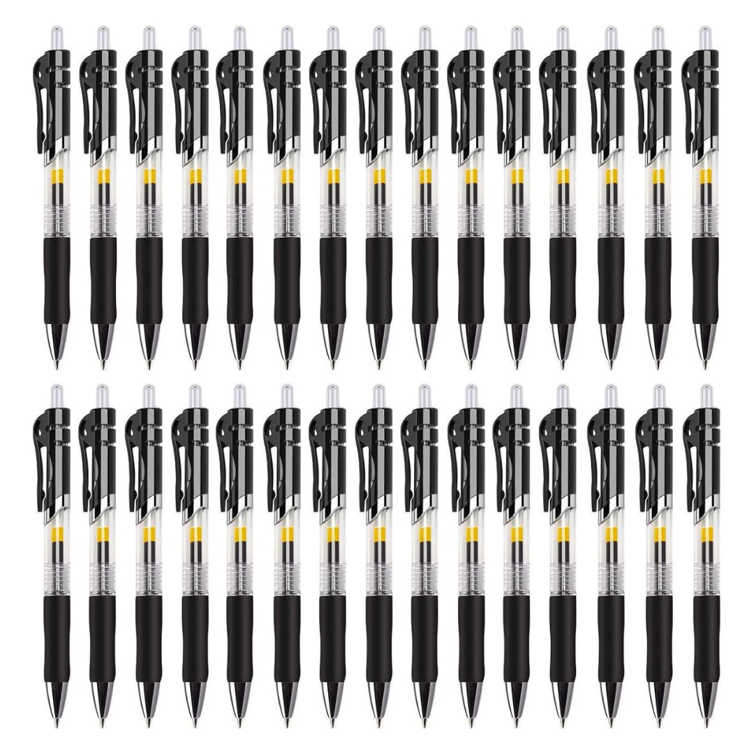 30-Pack 0.7mm Fine Point Black Retractable Gel Pens