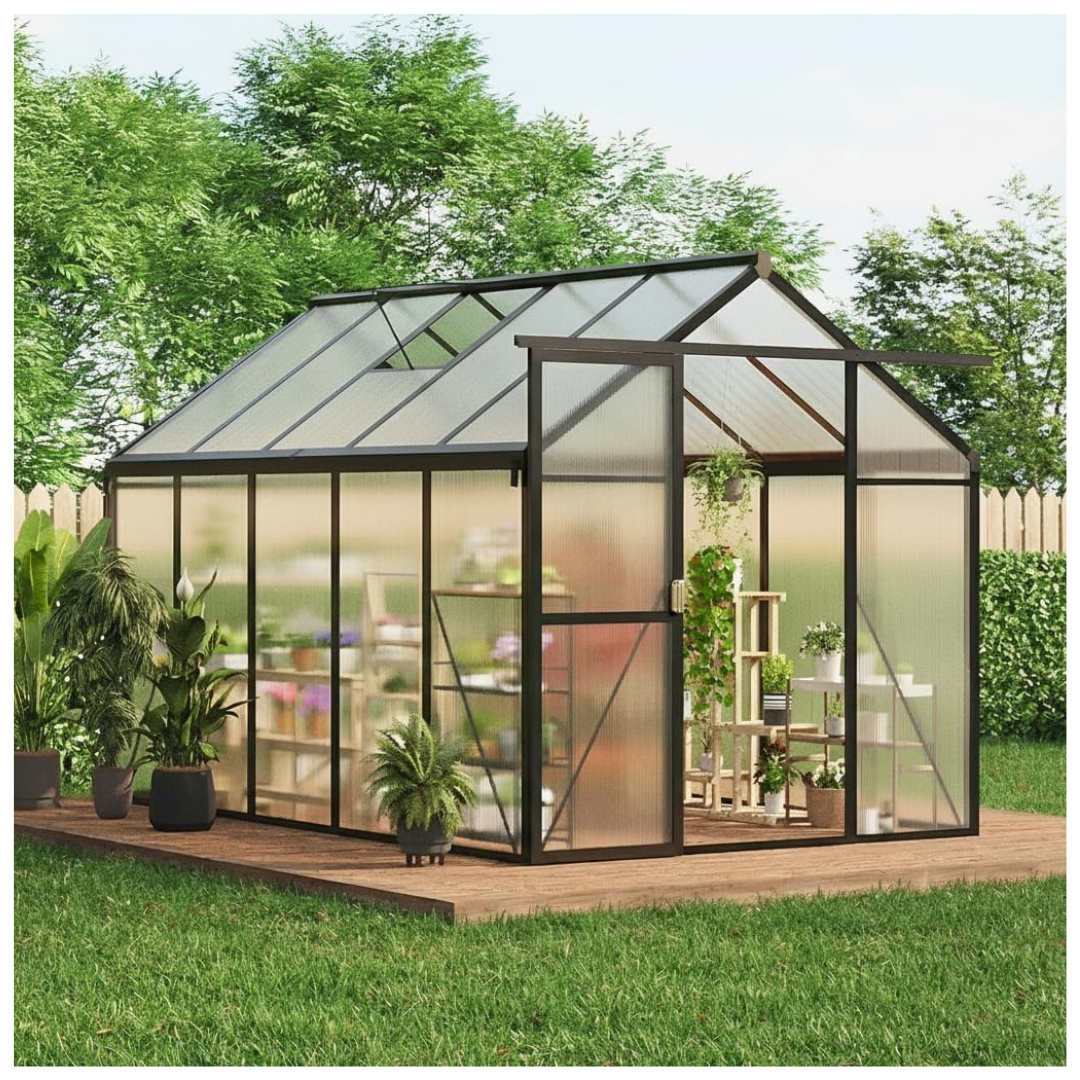 6ft X 10ft Polycarbonate Greenhouse With Roof Vent
