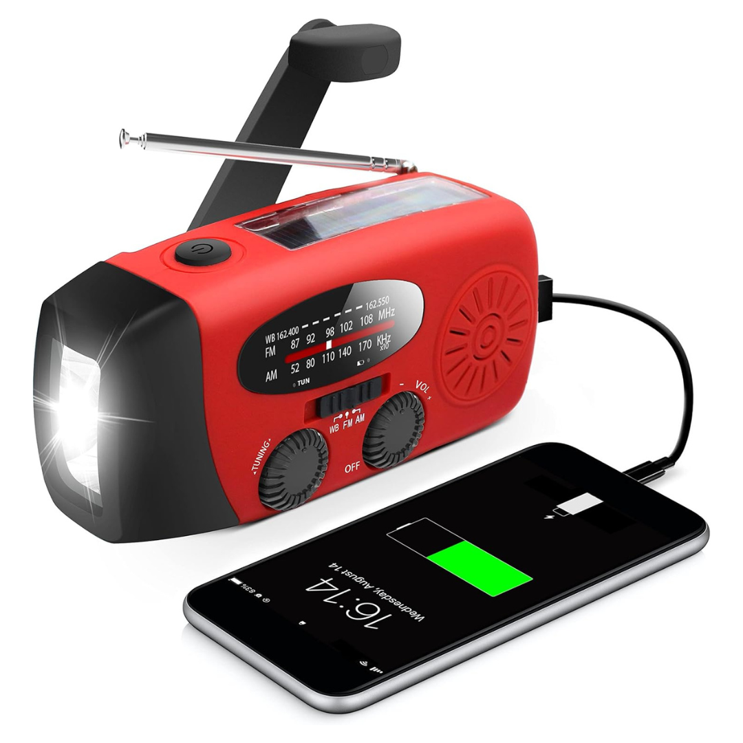 Emergency Hand Portable Crank Radio With LED Flashlight