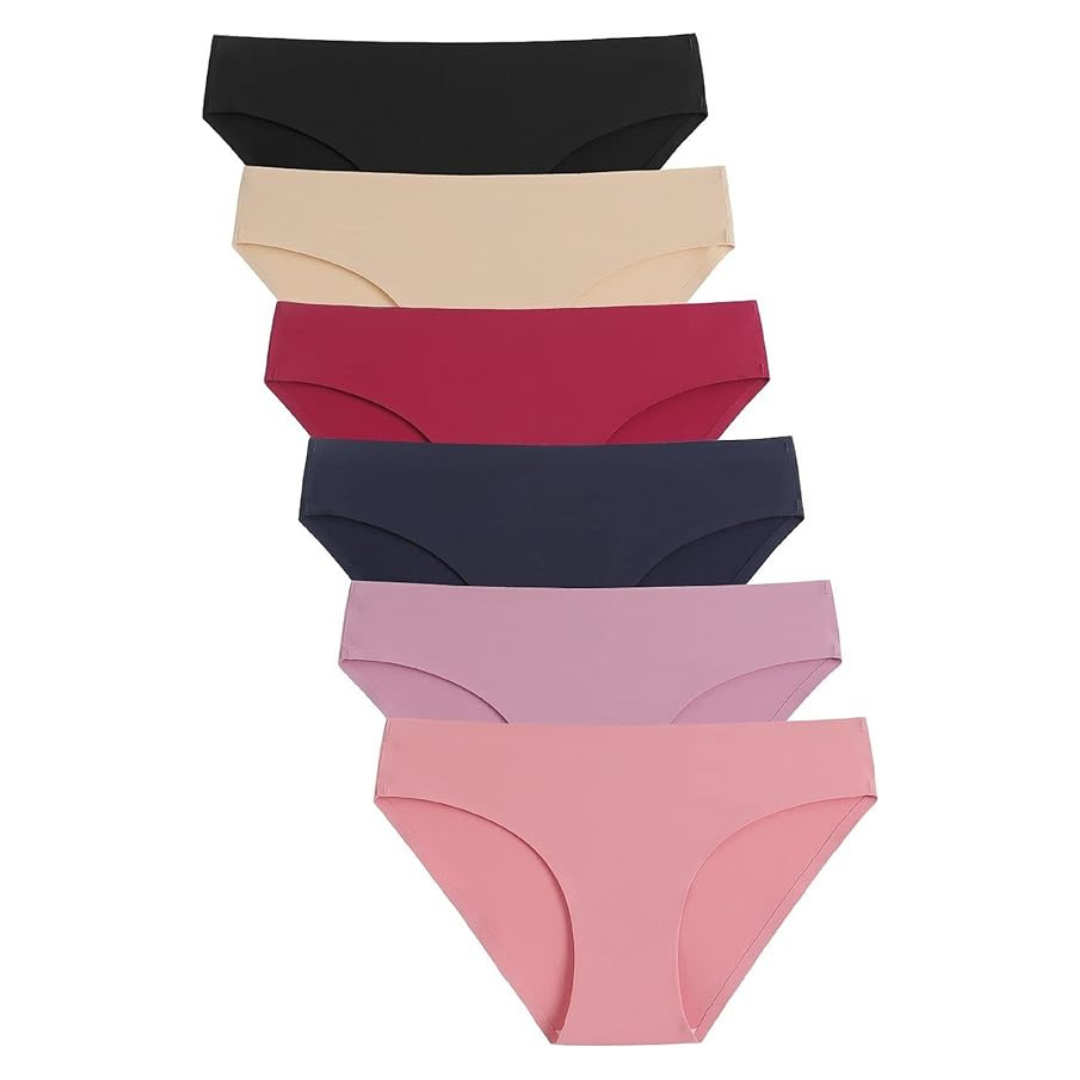 6-Pack Women's Seamless No Show Stretch Bikini Panties