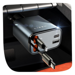 69W Lisen 4-in-1 Retractable USB-C/Lightning/USB-A Car Charger